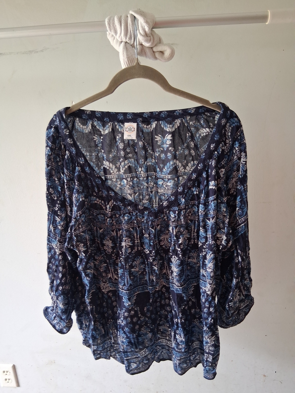 Bila Indigo Floral Peasant Tunic